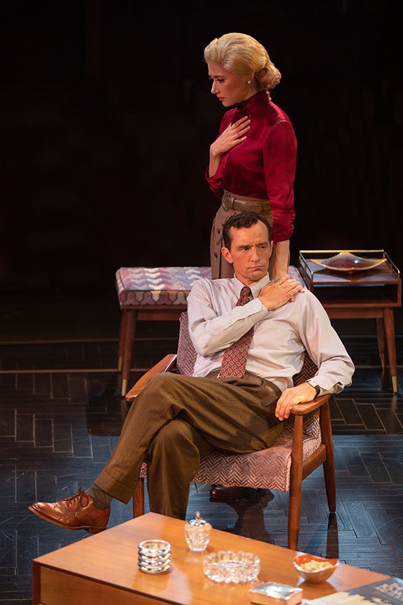 Kate Abbruzzese as Margot Wendice and Nathan Darrow as Tony Wendice in Dial M for Murder. Photo by Jim Cox.