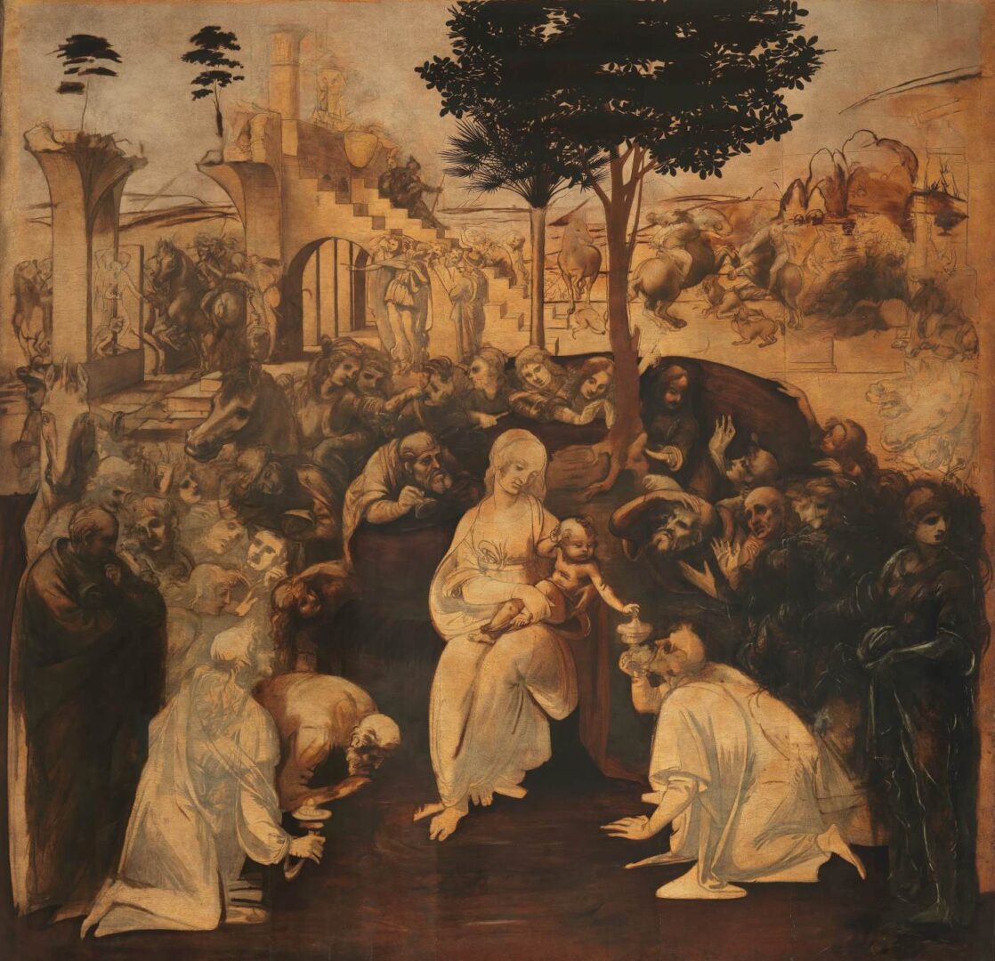 Adoration of the Magi 1481 - 82 by Leonardo Da Vinci -- Renaissance