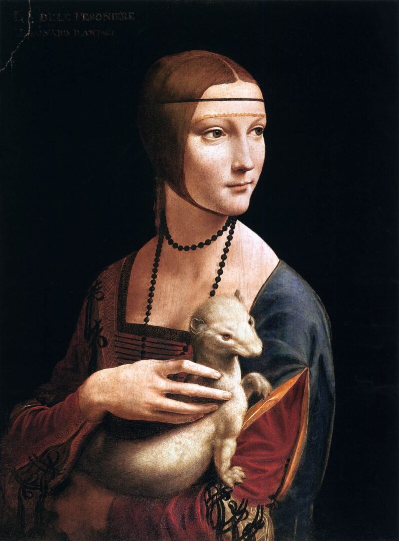 Portrait of Cecilia Gallerani (Lady with an Ermine) 1483-90 by Leonardo Da Vinci -- Renaissance