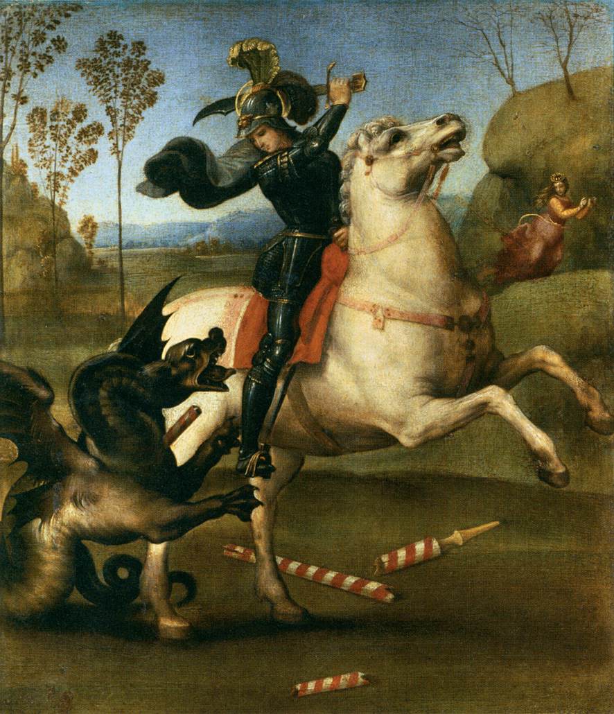 St. George Fighting the Dragon 1503 - 05 by Raphael -- Renaissance