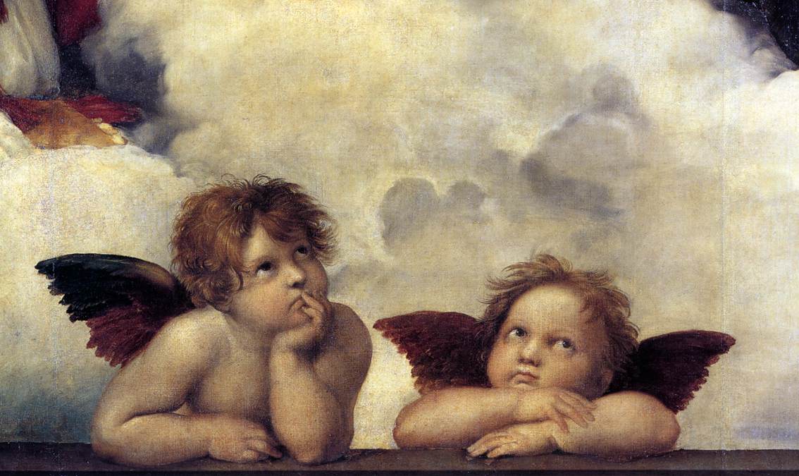 The Sistine Madonna -Madonna Sixtina- by Sanzio Raffaello - Renaissance (detail) 2 angels