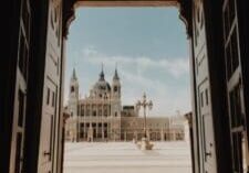 A view of an old building from the inside.